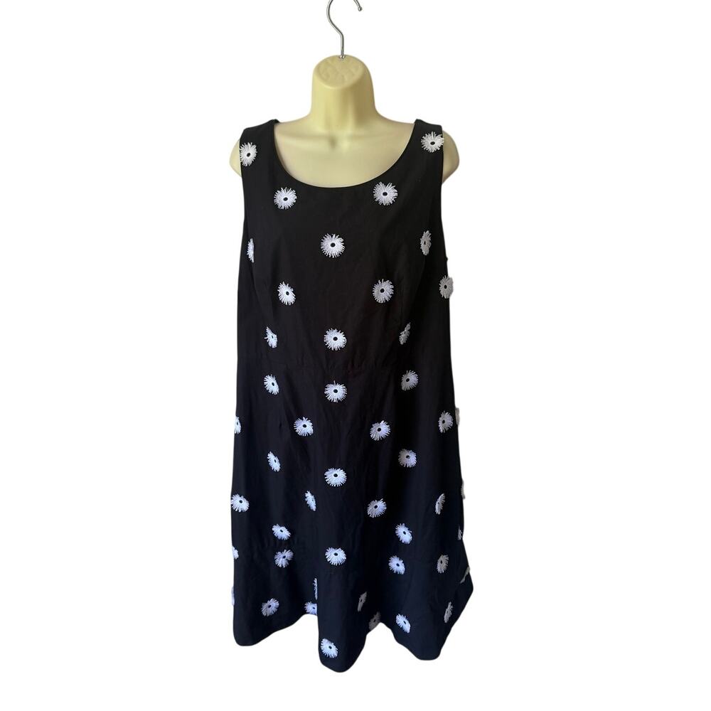 Talbots Black Sundress with White 3D Flowers